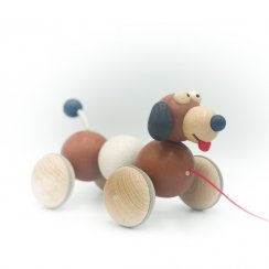 Wooden pull-along dog