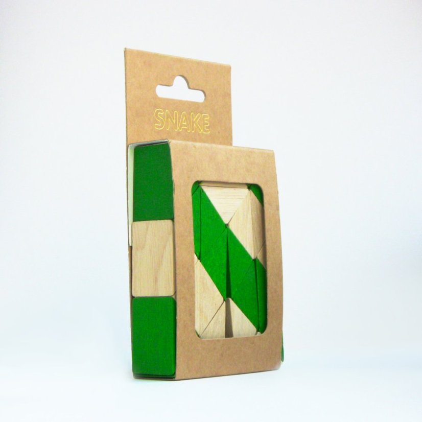 Wooden Brain Teaser - Snake, more colours - Colour: Green