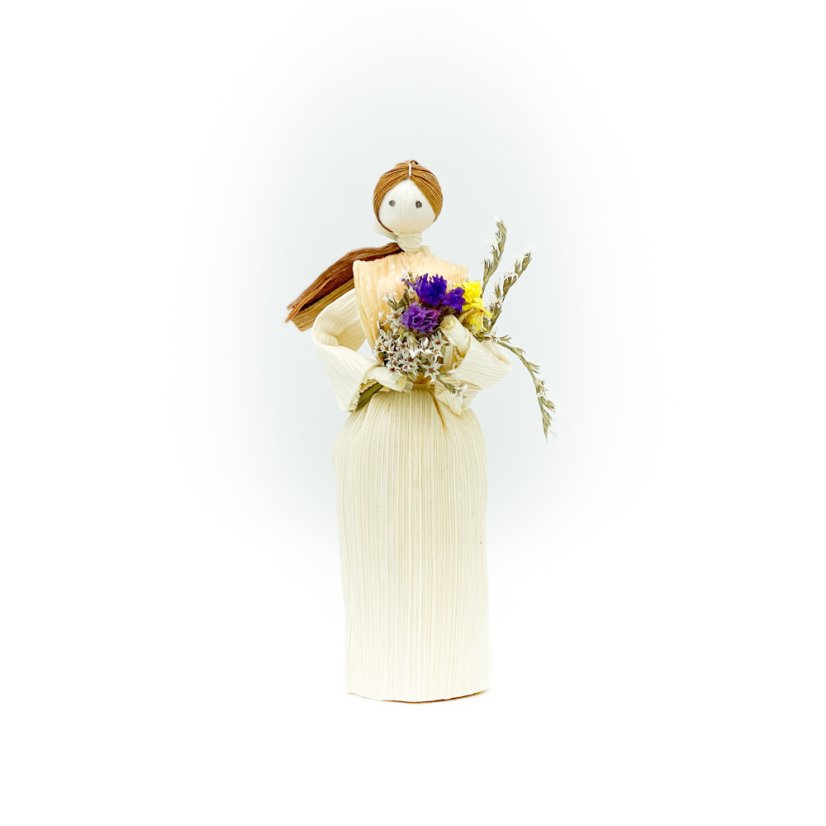 Corn husk doll - purple bouquet